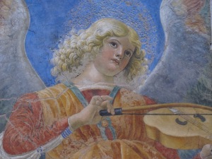Angel. Detail, apse fresco (fragmentary). Melozzo da Forlì- c.1480. Pinacoteca Vaticana