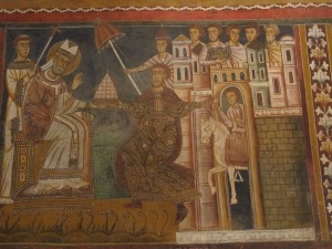 Donation of Constantine, Chapel of Saint Sylvester, Basilica dei Santi Quattro Coronati. Mid 13th century.