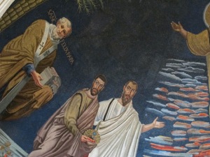 Detail showing Pope Felix IV, and Saints Damian and Paul